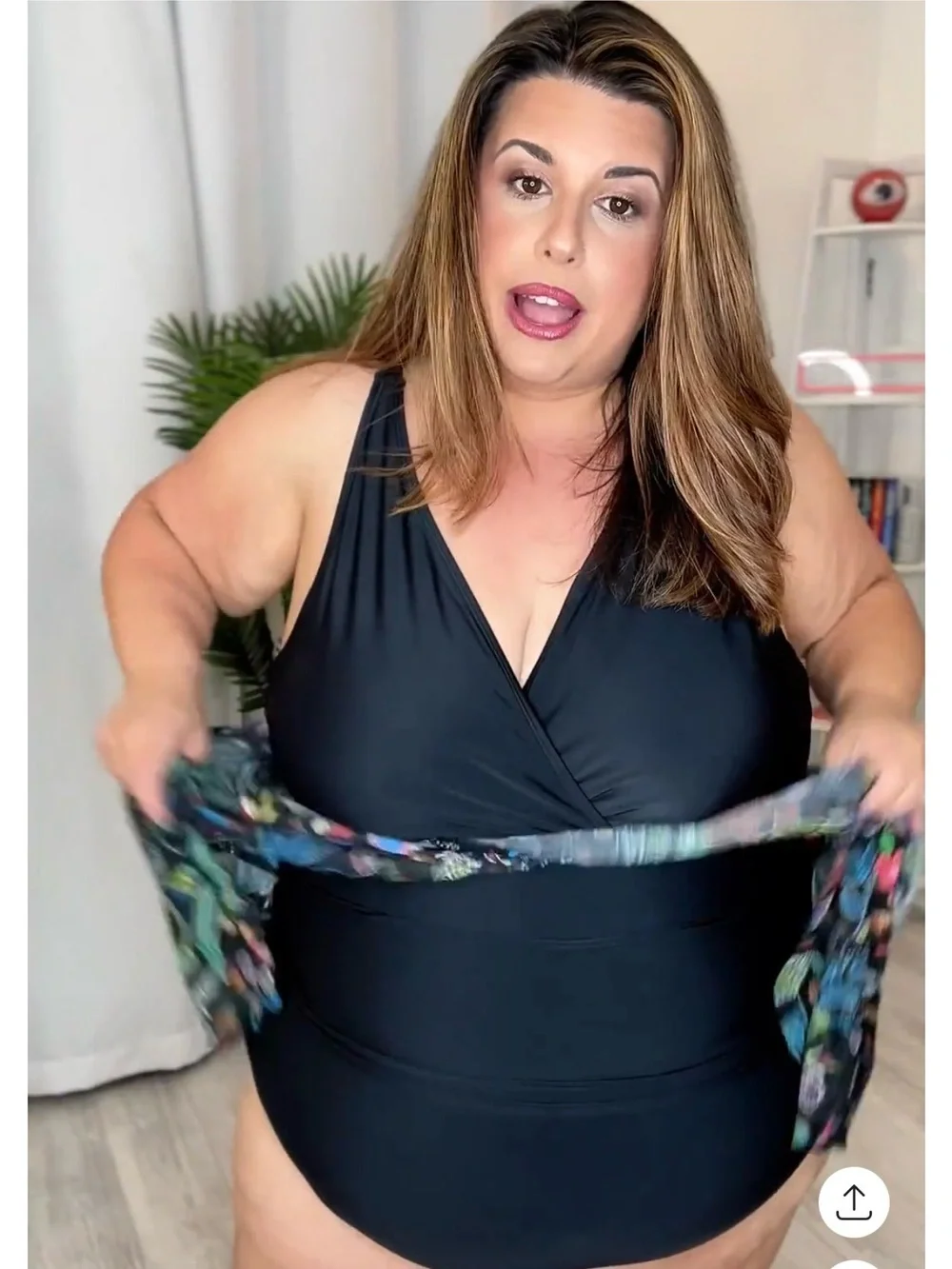 Plus One Piece Swim Suit and Matching Sarong Skirt
